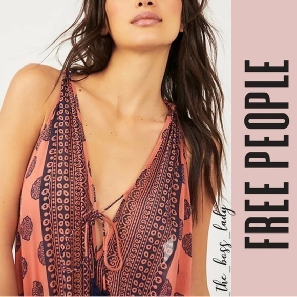 NWT FREE PEOPLE bodysuit Medium boho orange - Picture 1 of 5